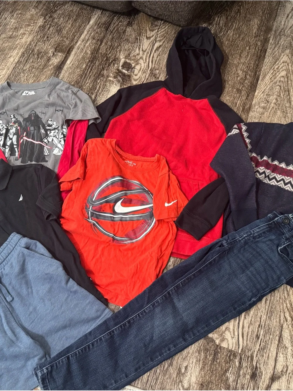Nike Kids Red & Black Hooded Sweatshirt with Red Graphic Tee